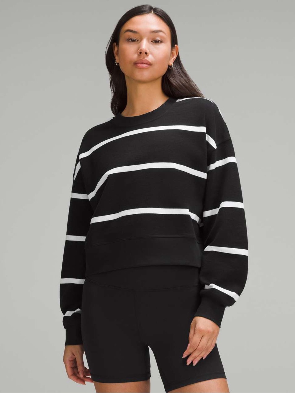 Lululemon Perfectly Oversized Cropped Crew size 4 Boundless Stripe Black White